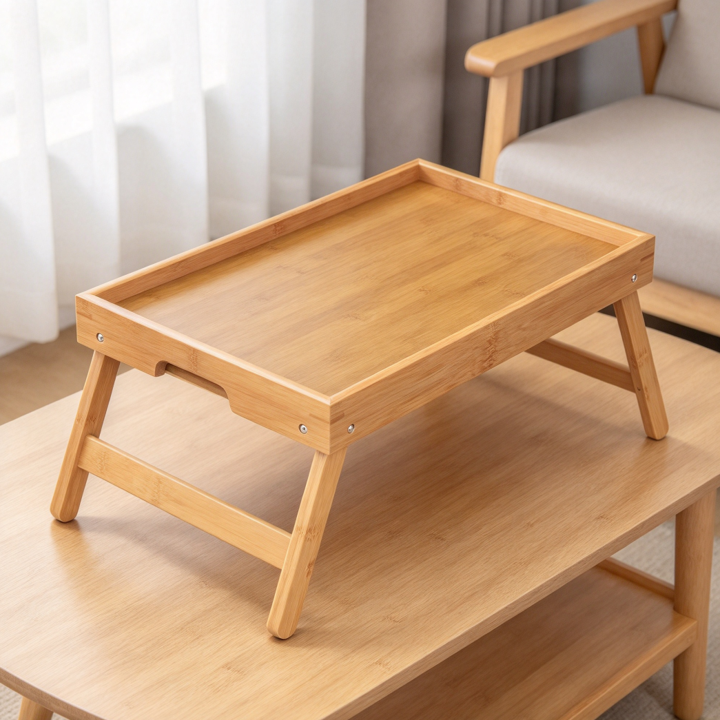 11 2-Pack Bamboo Folding-Leg Bed Trays - Image 1