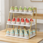 3-Tier 55-Cupcake Wood & Metal Dessert Stand - Image 2