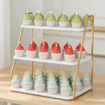 3-Tier 55-Cupcake Wood & Metal Dessert Stand