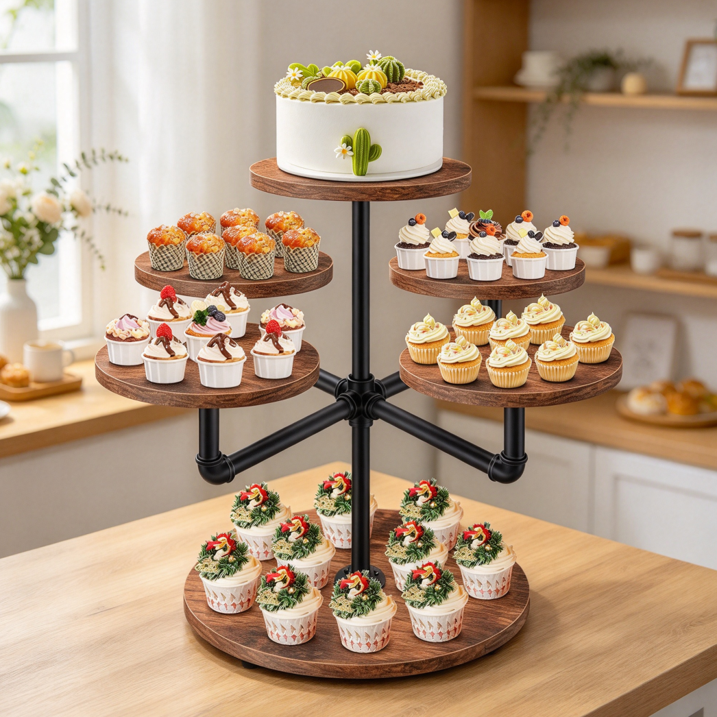 15 3-Tier Large Wooden 50-Cupcake Tower - Image 1