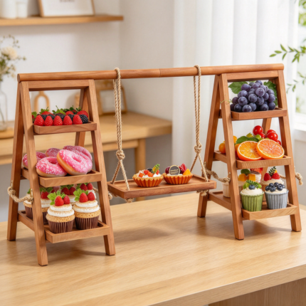 3-Tier Brown Wooden Cupcake Display Stand
