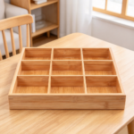 9-Compartment Bamboo Divided Snack Platter 13.2-Inch