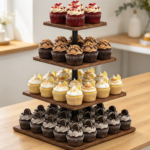 4-Tier 50-Cupcake Dark Brown Wooden Stand