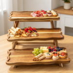 Foldable Acacia 3-Tier Cupcake Stand - Image 2