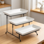 3-Tier White Porcelain Serving Platters 12-Inch - Image 2