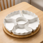7-Piece 12-Inch Rotatable Divided Serving Tray White - Image 2