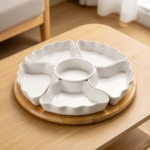 7-Piece 12-Inch Rotatable Divided Serving Tray White