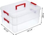 2-Tier Plastic Stackable Storage Box with Handle Lids - Image 2