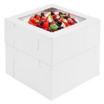 20-Pack White Window Cake Boxes 8x8x8