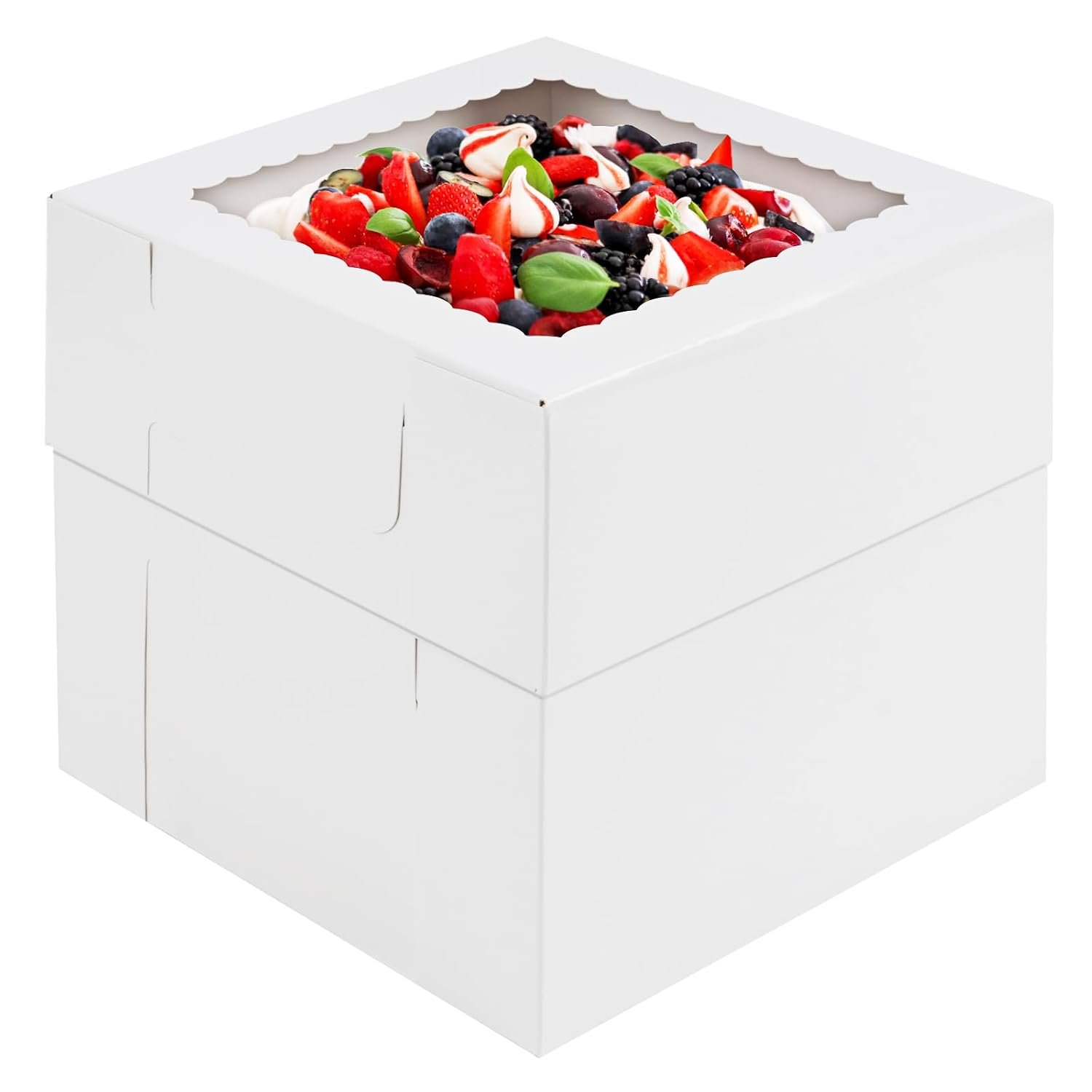 51yYhVodlOL._SL1500_.jpg 20-Pack White Window Cake Boxes 8x8x8 - Image 1