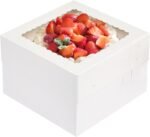 15-Pack White Window Cake Boxes 12x12x8