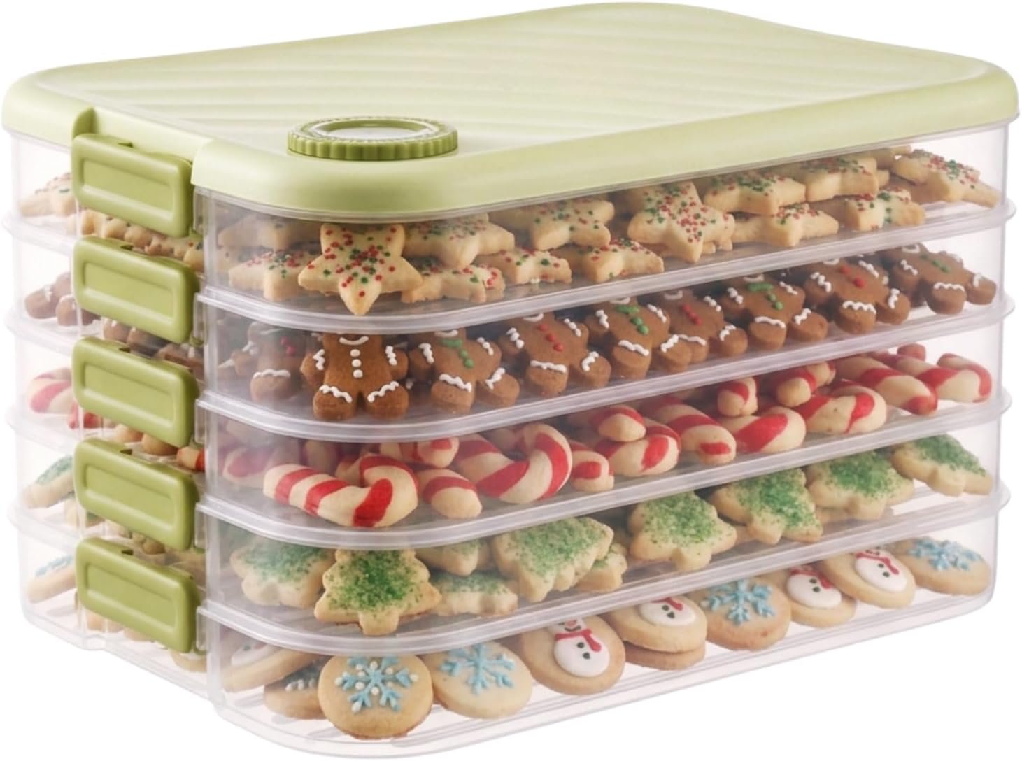61DgR-Qd8QL._AC_SL1500_.jpg 5-Layer Stackable Christmas Cookie Storage Container - Image 1