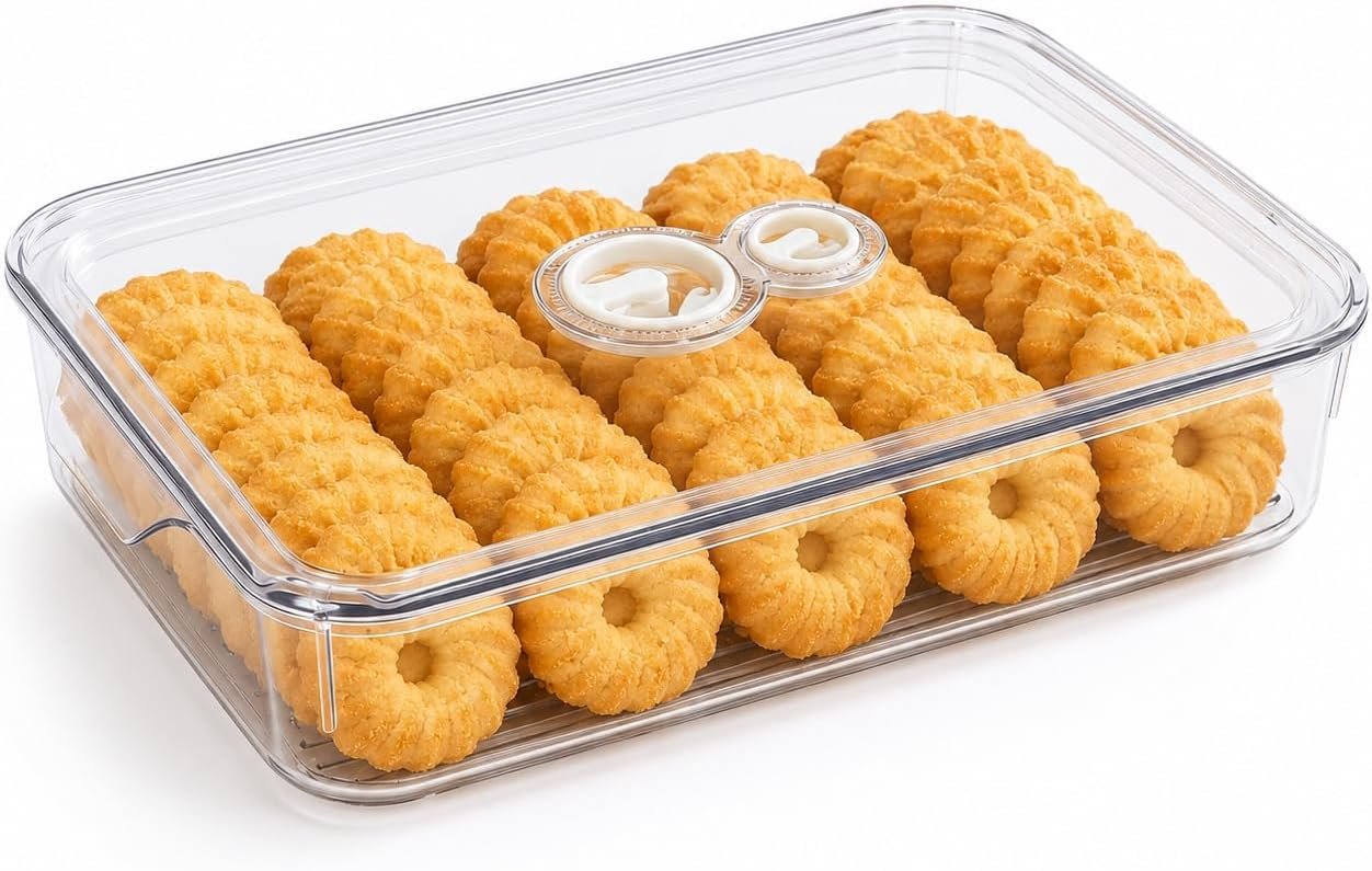 61aQh7YsVIL._AC_SL1254_.jpg Airtight Clear Tall Cookie Container with Dual Timer - Image 1