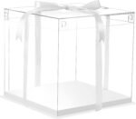 6-Piece Clear Tall Cake Boxes with Ribbon 12x12x10