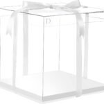 6-Piece Clear Tall Cake Boxes with Ribbon 12x12x10