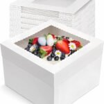 20-Pack White Window Cake Boxes 12x12x8