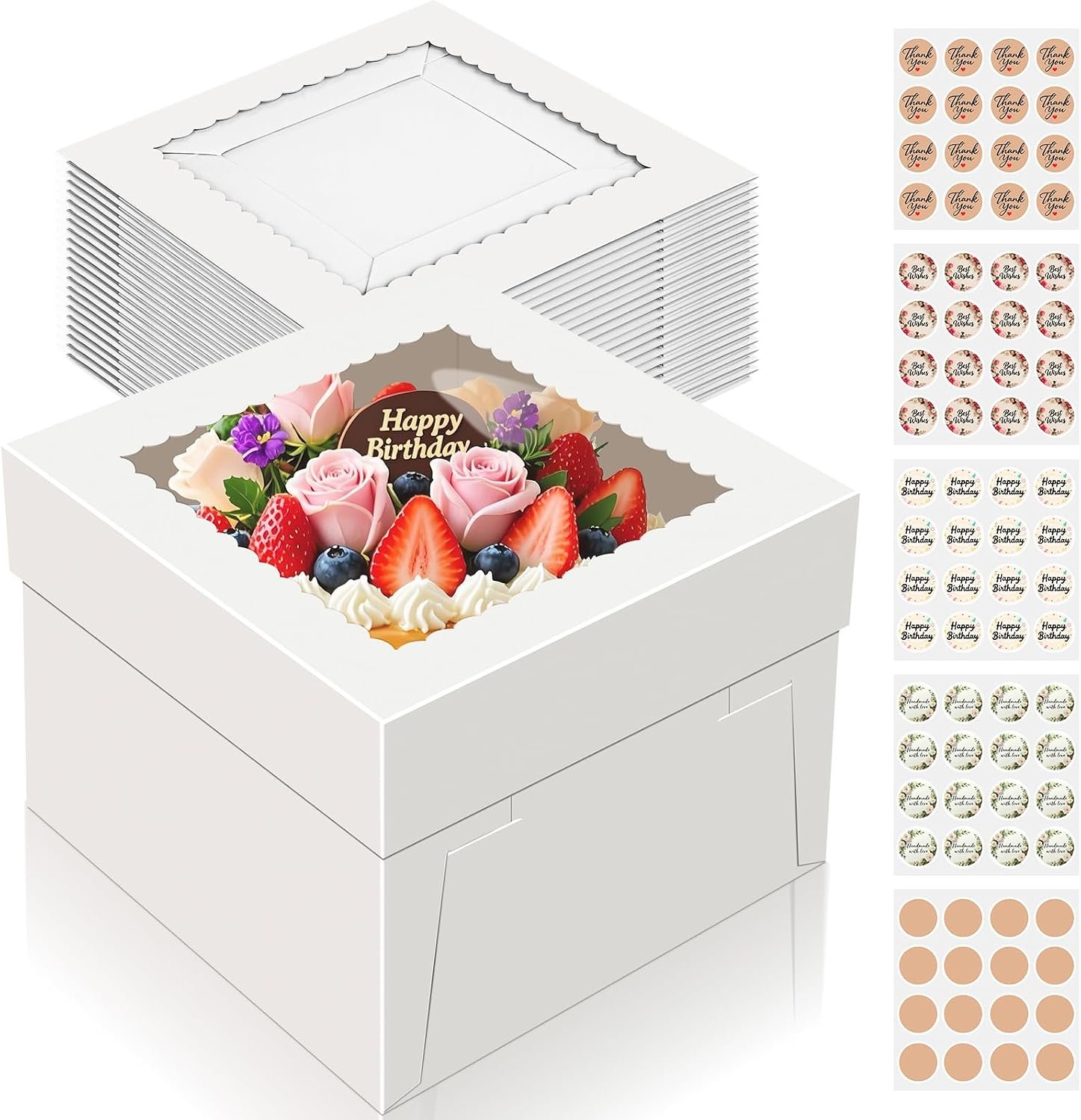 7187OVzJ9nL._AC_SL1500_.jpg 15-Pack Tall Window Cake Boxes 10x10x8 - Image 1