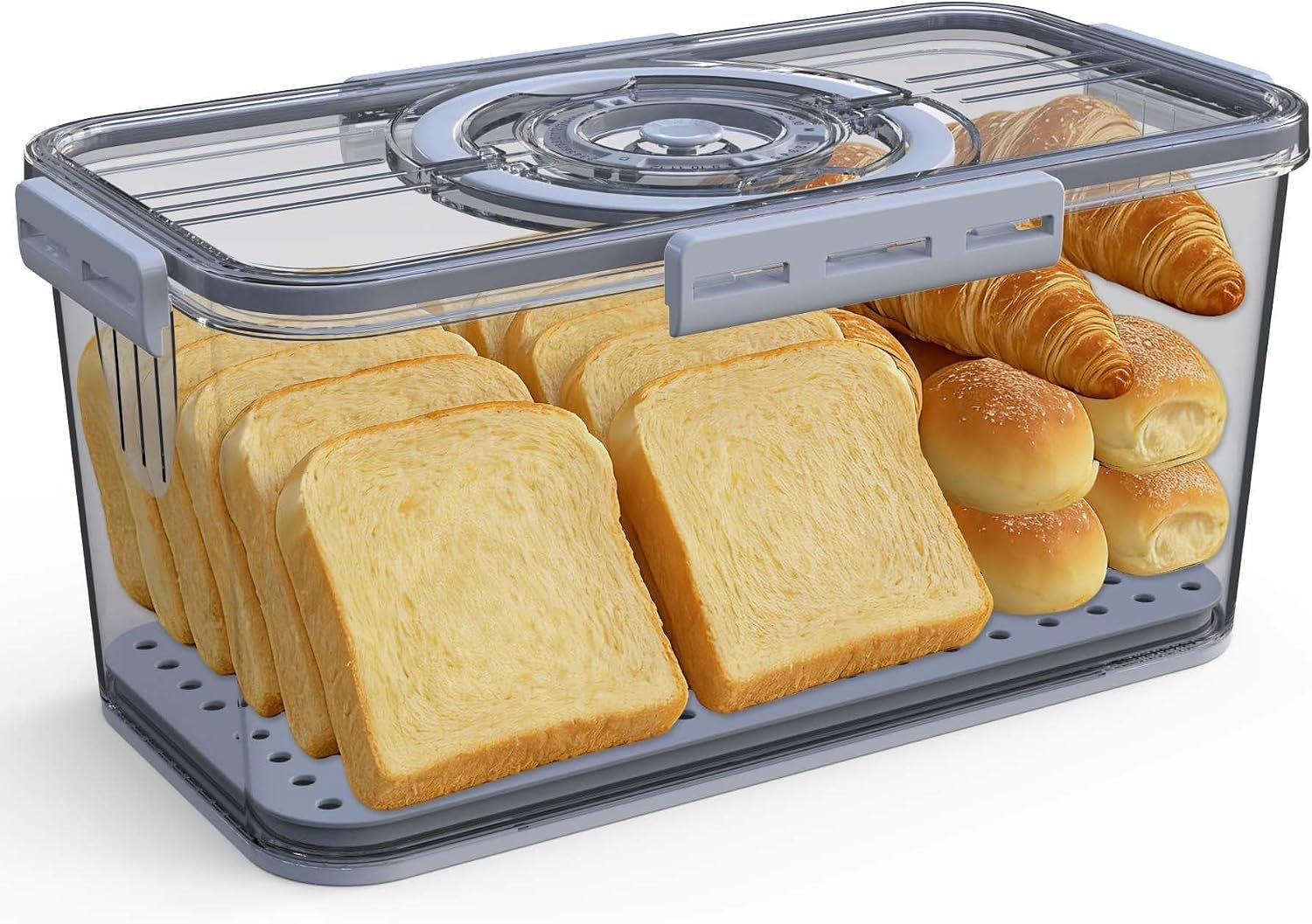 71WhFhpnSsL._AC_SL1500_.jpg Clear Bread Box with Lid and Time Recording - Image 1