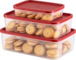 3-Piece Square Airtight Stackable Cookie Containers