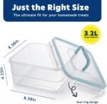 2-Pack 3.2L Blue Square Airtight Cookie Containers with Silicone Seal - Image 2