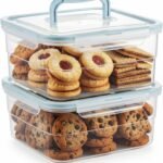 2-Pack 3.2L Blue Square Airtight Cookie Containers with Silicone Seal
