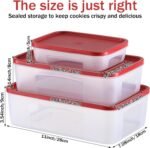3-Piece Square Airtight Stackable Cookie Containers - Image 2