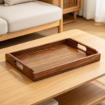 17x12 Acacia Wood Serving Tray with Handles - Image 2